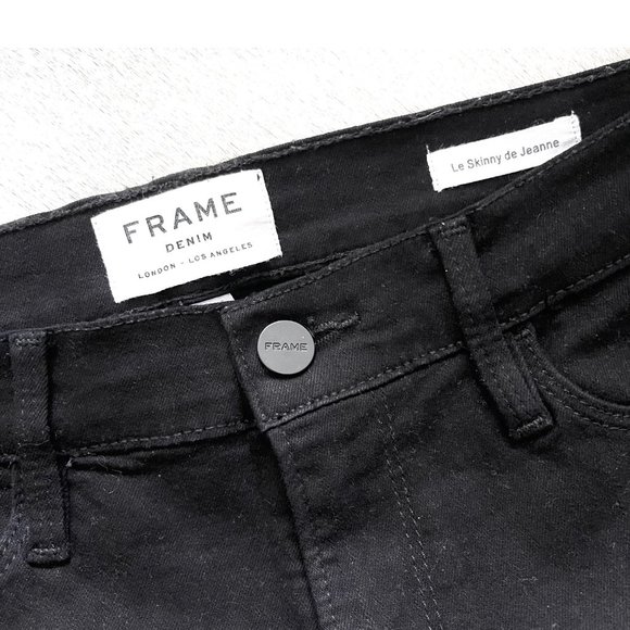 Frame Le Skinny de Jeanne Raw Stagger Jeans in Black Size 27 - Picture 7 of 12